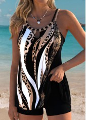 Tummy Coverage Leopard Dark Coffee Tankini Top-No Bottom | picture 3