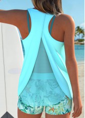 Tummy Coverage Mid Waisted Marine Life Print Tankini Set | thumb picture 
