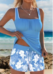 Tummy Coverage Mid Waisted Floral Print Tankini Set | thumb picture 
