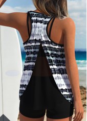 Tummy Coverage Tie Dye Print Purple Top and Shorts-No Bottom | picture 3