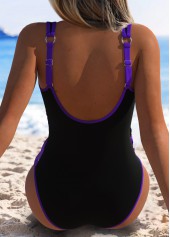 Pull On Marble Print Purple One Piece Swimwear | thumb picture 