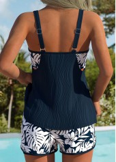 Tummy Coverage Mid Waisted Tropical Plants Print Tankini Set | thumb picture 