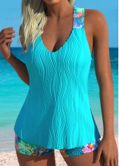 Tummy Coverage Mid Waisted Marine Life Print Tankini Set | thumb picture 