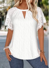 White Tummy Coverage Short Sleeve Round Neck Blouse | thumb picture 