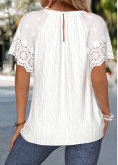 White Tummy Coverage Short Sleeve Round Neck Blouse | thumb picture 