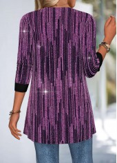 Purple Tummy Coverage Long Sleeve Fake Two Piece Twinset | thumb picture 