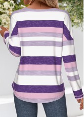 Purple Tummy Coverage Multi Stripe Print T Shirt | thumb picture 