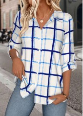 White Tummy Coverage Geometric Print Long Sleeve Shirt