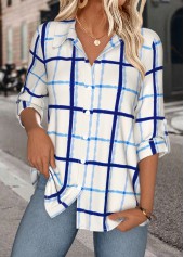 White Tummy Coverage Geometric Print Long Sleeve Shirt | thumb picture 
