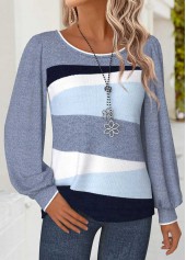 Blue Tummy Coverage Geometric Print Long Sleeve T Shirt | thumb picture 