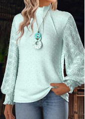 Mint Green Tummy Coverage Long Sleeve High Neck Blouse | thumb picture 