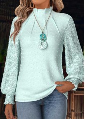 Mint Green Tummy Coverage Long Sleeve High Neck Blouse