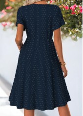 Dark Blue Tummy Coverage Short Sleeve Round Neck Dress | thumb picture 