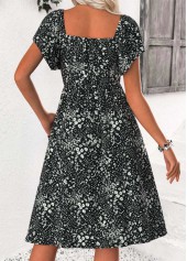 Black Tummy Coverage Ditsy Floral Print Short Sleeve Dress | thumb picture 