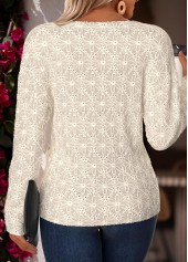 Beige Tummy Coverage Long Sleeve V Neck T Shirt | thumb picture 