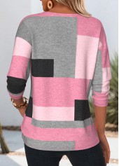 Pink Tummy Coverage Geometric Print Long Sleeve T Shirt | thumb picture 