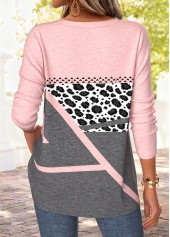 Pink Tummy Coverage Geometric Print Long Sleeve T Shirt | thumb picture 