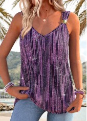 Purple Tummy Coverage Sleeveless V Neck Tank Top