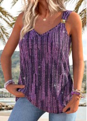 Purple Tummy Coverage Sleeveless V Neck Tank Top | thumb picture 