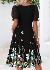 Black Tummy Coverage Floral Print Short Sleeve Dress | thumb picture 
