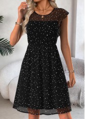Black Tummy Coverage Short Sleeve Round Neck Dress | thumb picture 