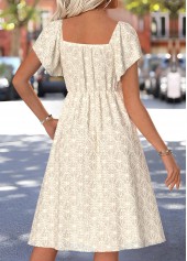 Beige Tummy Coverage Short Sleeve Square Neck Dress | thumb picture 