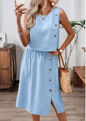 Sky Blue Tummy Coverage Sleeveless Top and Skirt | thumb picture 