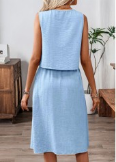 Sky Blue Tummy Coverage Sleeveless Top and Skirt | thumb picture 