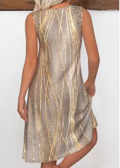 Gray Brown Tummy Coverage Dazzle Colorful Print Sleeveless Dress | thumb picture 