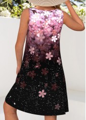 Black Tummy Coverage Floral Print Short Sleeveless Dress | thumb picture 