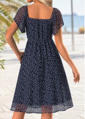 Navy Tummy Coverage Heart Print Short Sleeve Dress | thumb picture 