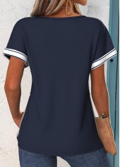 Navy Tummy Coverage Striped Short Sleeve T Shirt | thumb picture 