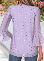 Light Purple Tummy Coverage 3/4 Sleeve Split Neck Blouse | thumb picture 
