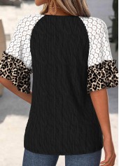 Black Tummy Coverage Leopard Half Sleeve T Shirt | thumb picture 