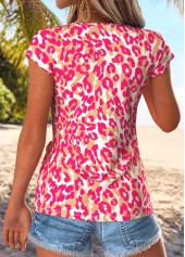 Hot Pink Tie Leopard Short Sleeve T Shirt | thumb picture 