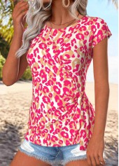 Hot Pink Tie Leopard Short Sleeve T Shirt | thumb picture 