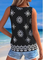 Black Tummy Coverage Tribal Print Sleeveless Tank Top | thumb picture 