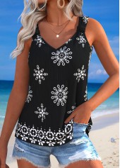 Black Tummy Coverage Tribal Print Sleeveless Tank Top | thumb picture 