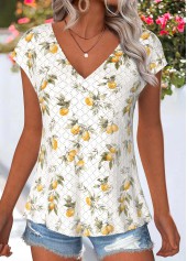 Light Yellow Tummy Coverage Plants Print T Shirt | thumb picture 