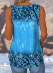 Blue Tummy Coverage Paisley Print Sleeveless Tank Top | thumb picture 