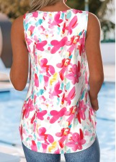 White Tummy Coverage Floral Print Sleeveless Tank Top | thumb picture 