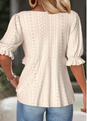 Beige Tummy Coverage Half Sleeve V Neck Blouse | thumb picture 