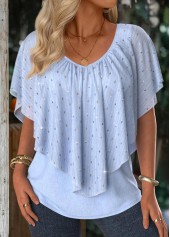Light Blue Tummy Coverage Sleeveless V Neck T Shirt