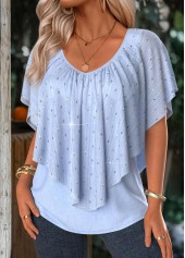 Light Blue Tummy Coverage Sleeveless V Neck T Shirt | thumb picture 