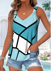 Cyan Tummy Coverage Geometric Print Sleeveless Camisole Top | thumb picture 