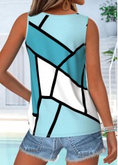 Cyan Tummy Coverage Geometric Print Sleeveless Camisole Top | thumb picture 