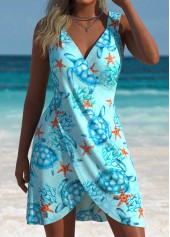 Tummy Coverage Marine Life Print Blue Cover Up