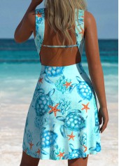 Tummy Coverage Marine Life Print Blue Cover Up | thumb picture 