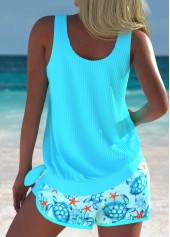 Tummy Coverage Mid Waisted Marine Life Print Tankini Set | thumb picture 