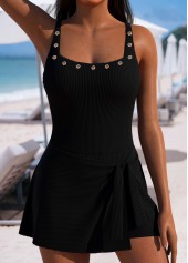 Tummy Coverage Black One Piece Swimdress | thumb picture 